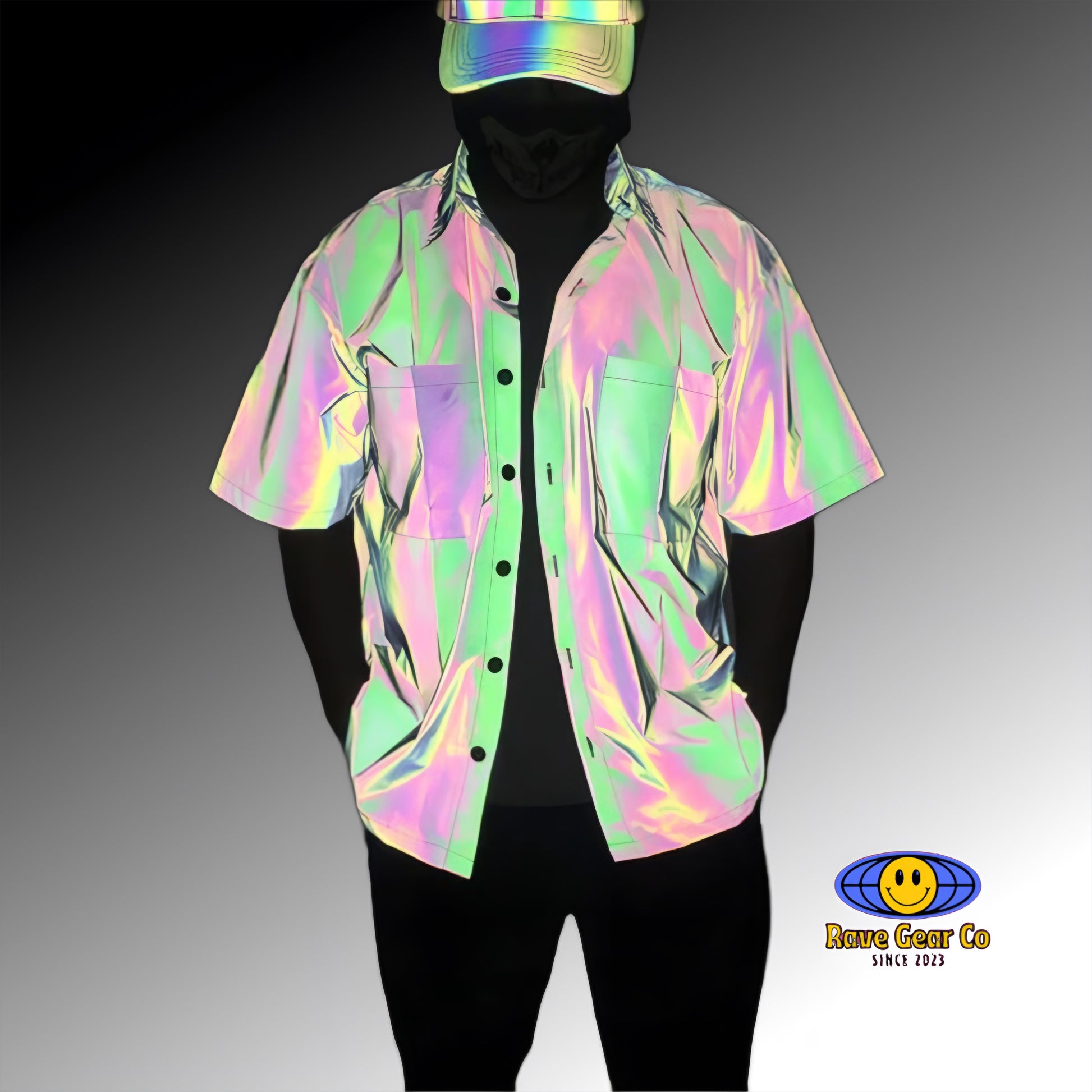 Colorful Reflective Hawaiian Shirt - Essential Festival Outfit |  RaveGearCompany