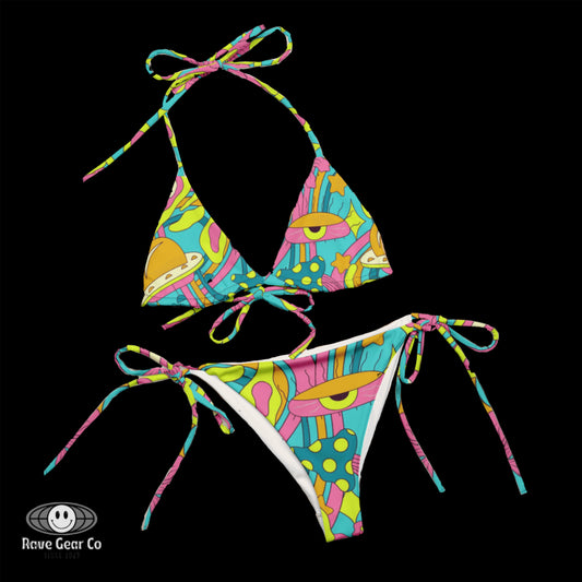 Rave Gear - Caution Slippery When Wet Graphic Bathing Suit for Rave and  Festivals